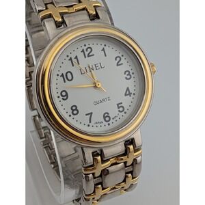 Linel Watch Men 33mm‎ Case Two Tone 8" Band- New Battery